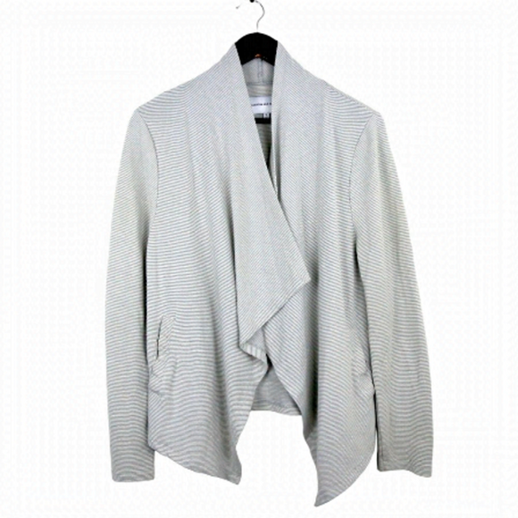 cupcakes & cashmere Sweaters - CUPCAKES AND CASHMERE Striped Drapery Open Front Cardigan